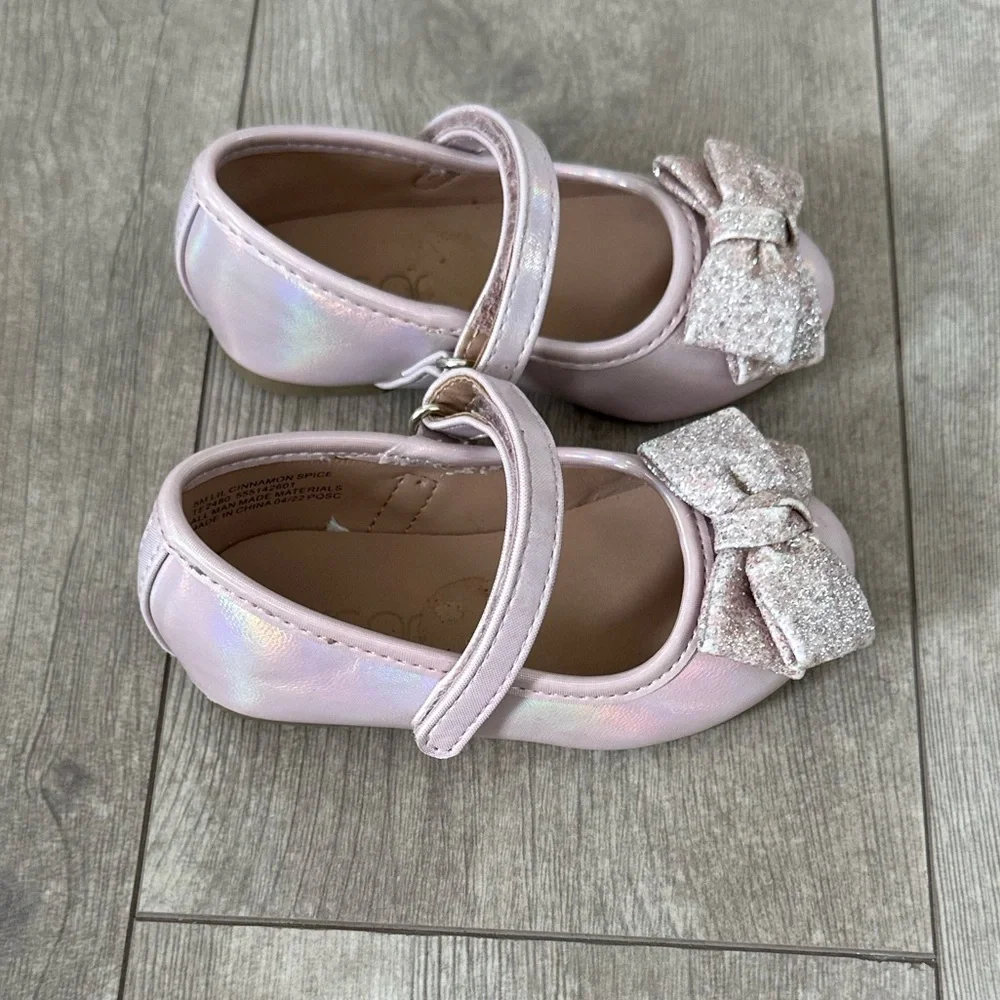 Sugar Toddler Girl Glitter Ribbon Dress Shoes Size 5 EUC